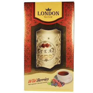 Чай черный листовой Лондон со вкусом лесных ягод в заварочном фарфоровом чайнике 100г